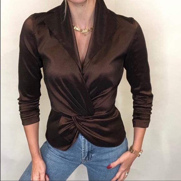Tadashi Shoji Tops - Tadashi Shoji fitted collar taffeta blouse, size 8